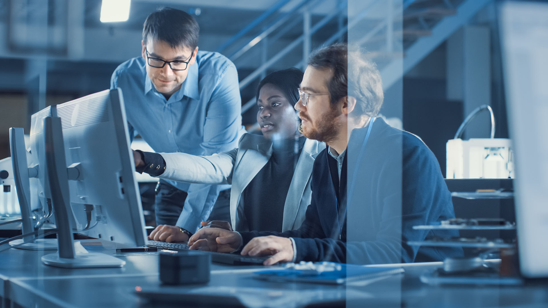People working together at a computer