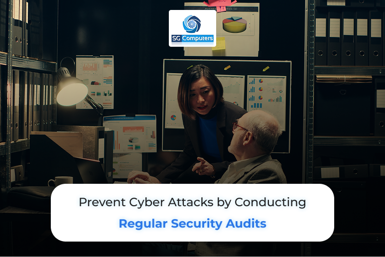 Modern office workspace with multiple screens